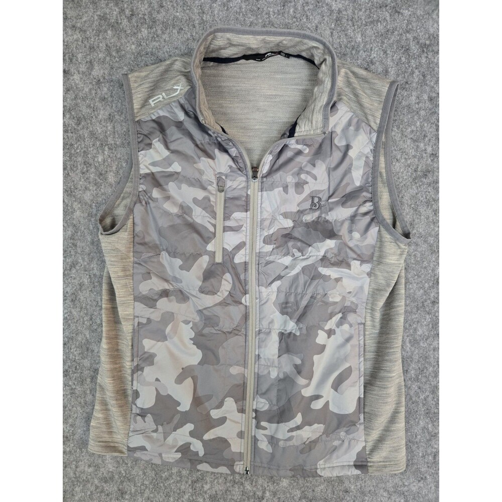 Ralph Lauren RLX Men’s Sz M Gray Camo Full Zip Pockets Packable Golf Vest